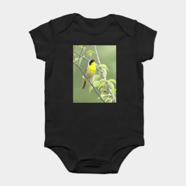 Common Yellowthroat bird with soft green out of focus background Baby Bodysuit by BirdsnStuff